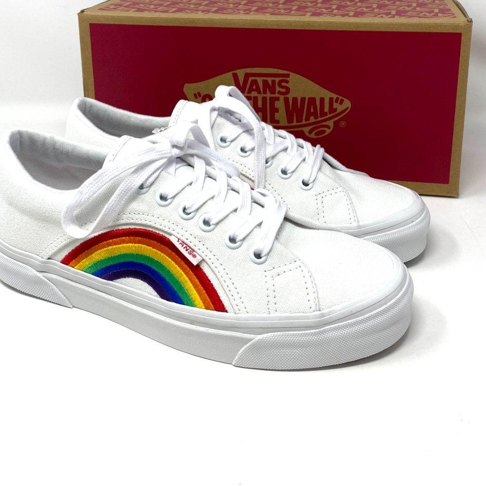 Vans Mens Sneakers LAMPIN 86 DX LGBTQIA White Canvas Rainbow Size VN0A54FC4GQ - Picture 6 of 11